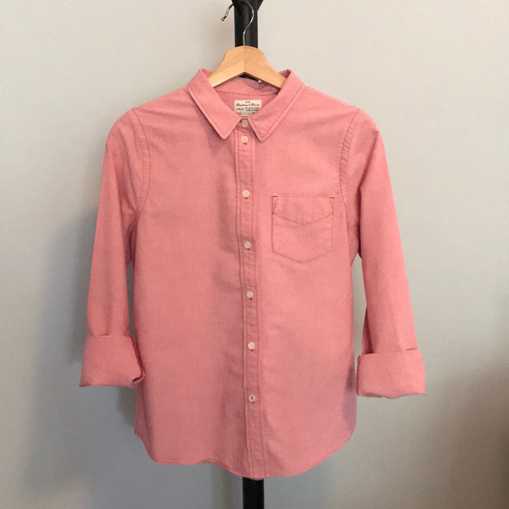 Madewell Pink Chambray Shrunken Oxford Shirt